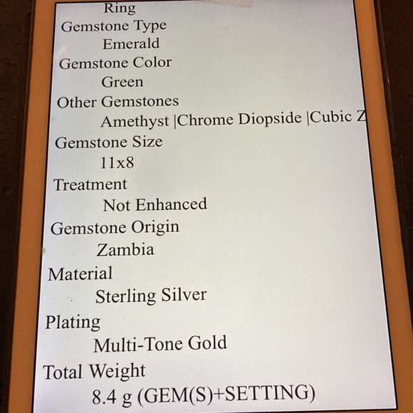 Genuine Natural Emerald & Amethyst Ring - Picture 7 of 7